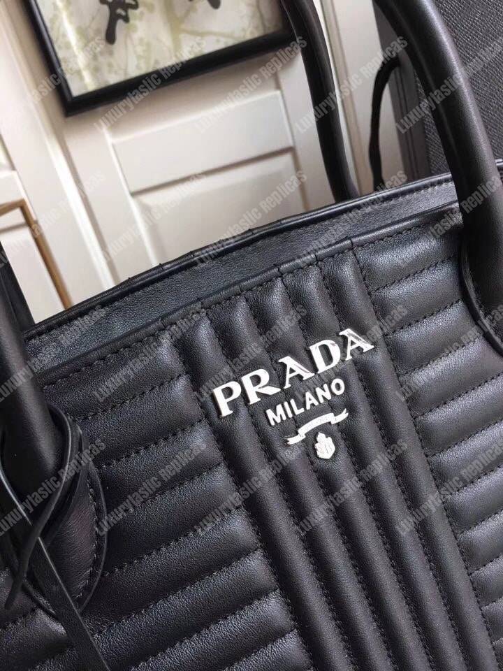 Pra*a diagramme leather handbag black
