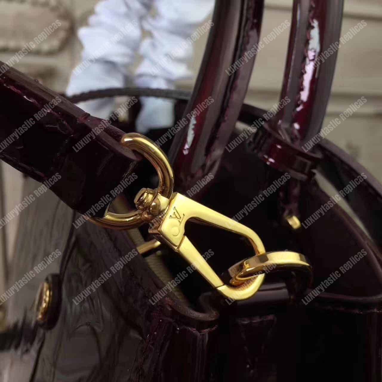 LV Montaigne BB Tote Bag Monogram Vernis Amarante