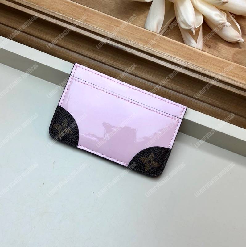 LV Venice Card Holder Vernis Miroir Monogram Rose Ballerine Pink