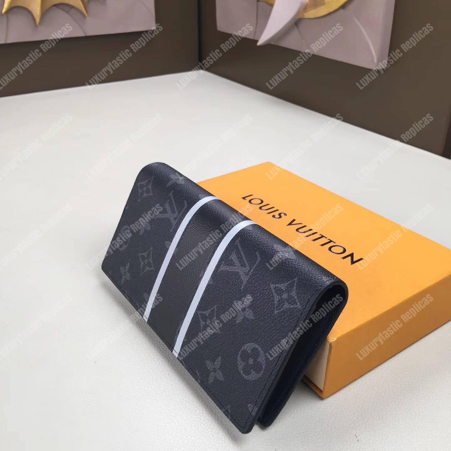 LV Brazza Wallet Monogram Eclipse Canvas