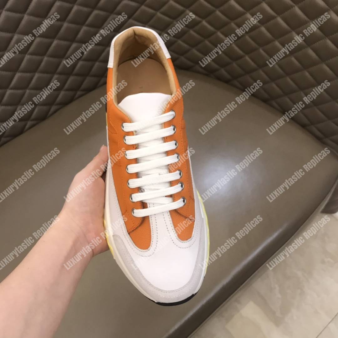 H**mes trail sneaker orange/white