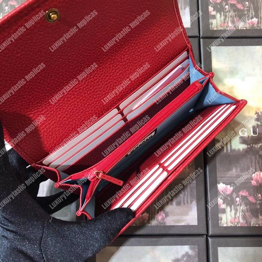 G*u*i garden leather continental wallet red with bat