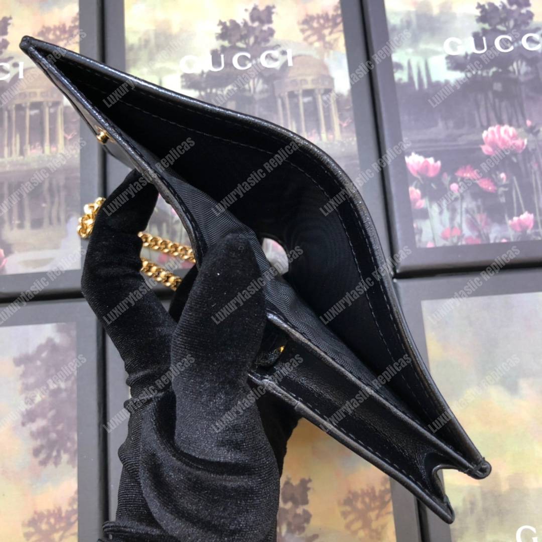 G*u*i rajah chain card case wallet black