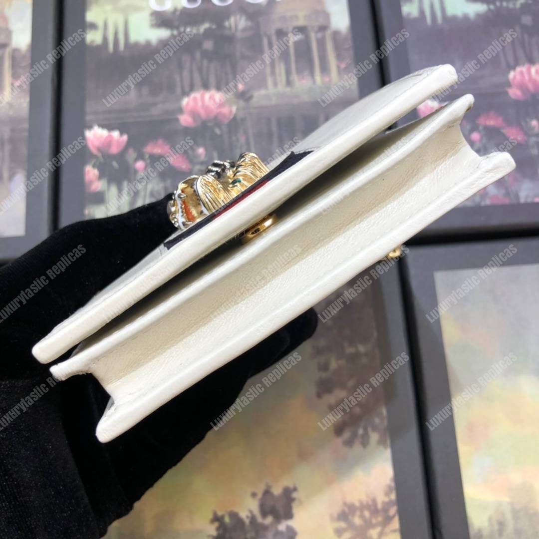 G*u*i rajah chain card case wallet white