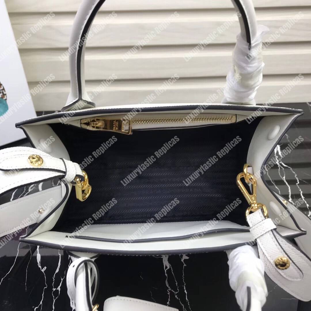 Pra*a monochrome saffiano leather bag white