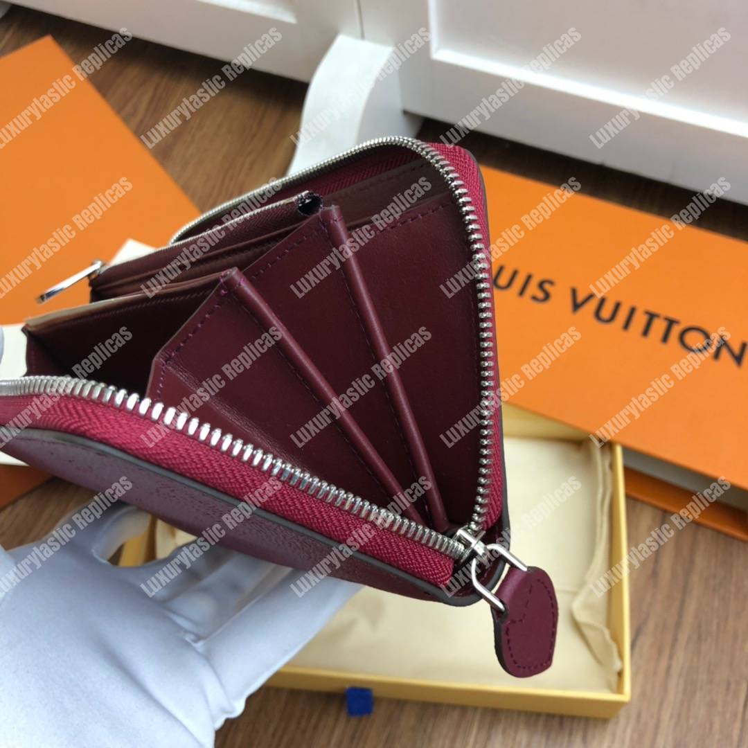 LV Zippy Wallet Mahina Leather Aubergine
