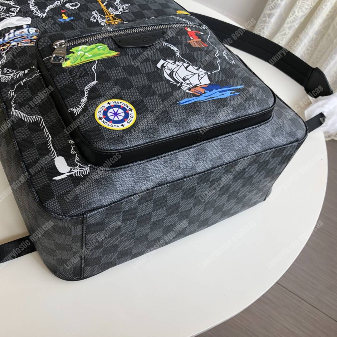 LV Josh Backpack Damier Graphite Canvas World-Map Print