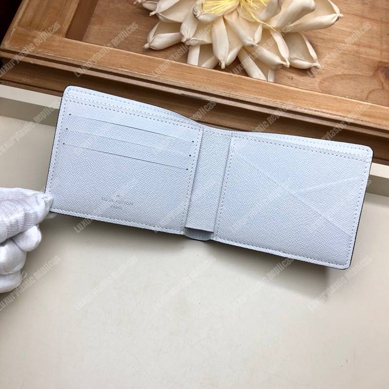 LV Multiple Wallet K45 Taiga Monogram Blanc