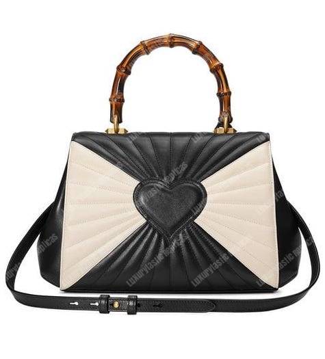 G*u*i queen margaret top handle bag black white