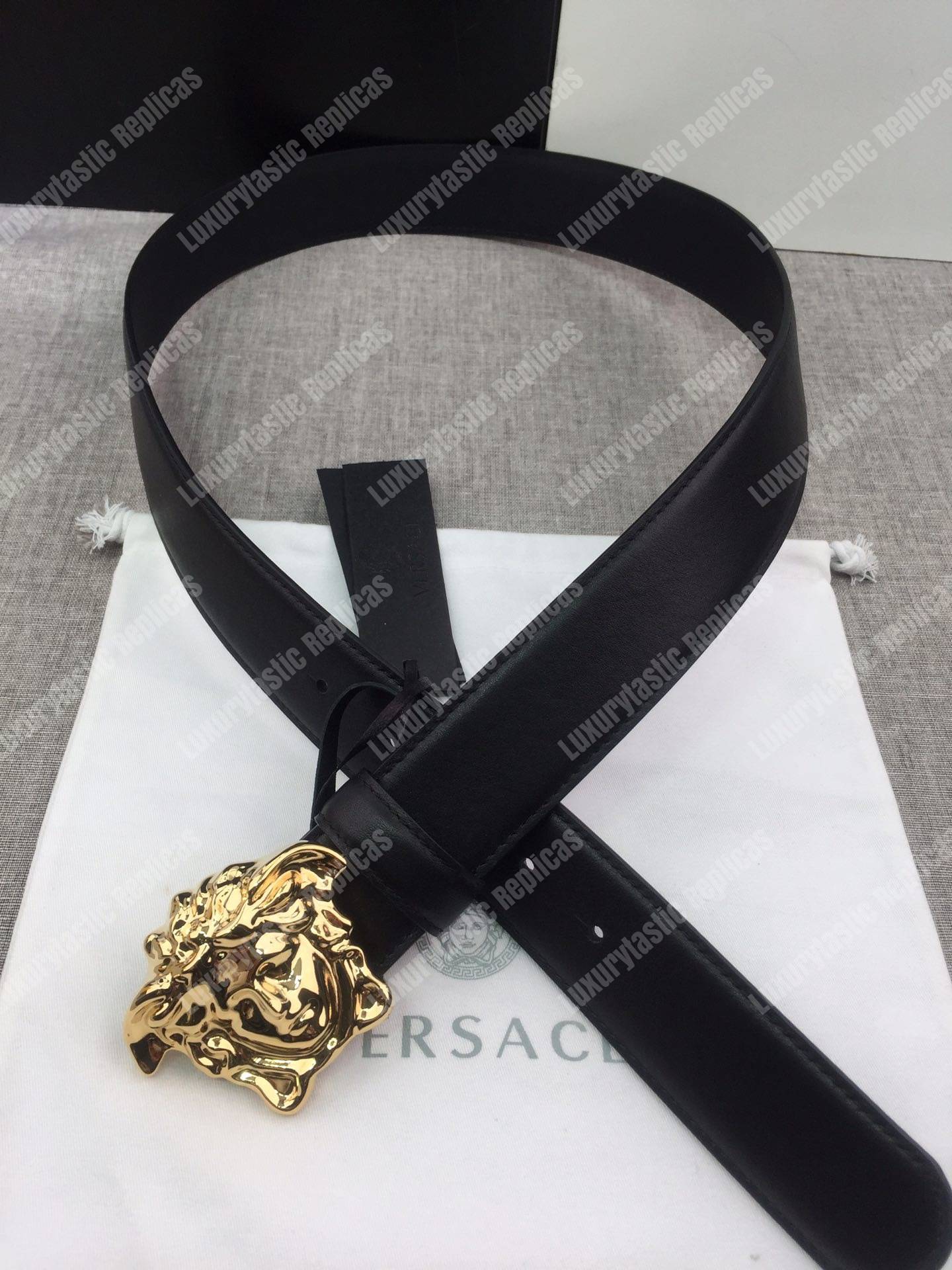 Versace Palazzo Belt with Gold Medusa Buckle