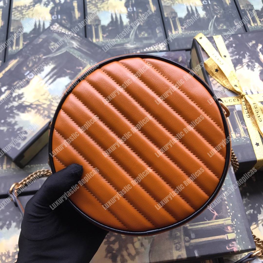 G*u*i gg marmont mini round shoulder bag cognac