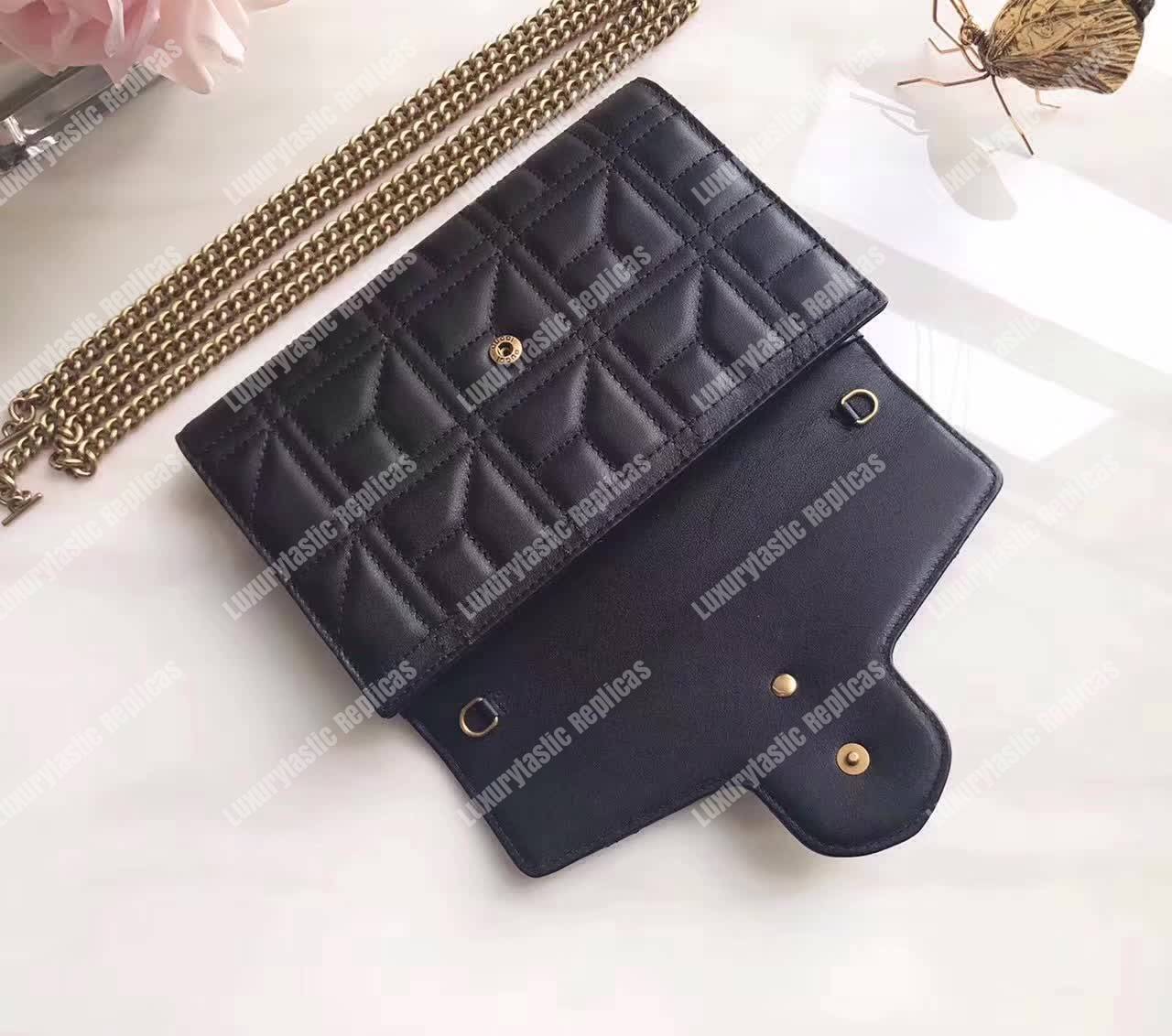 G*u*i gg marmont leather mini chain bag black