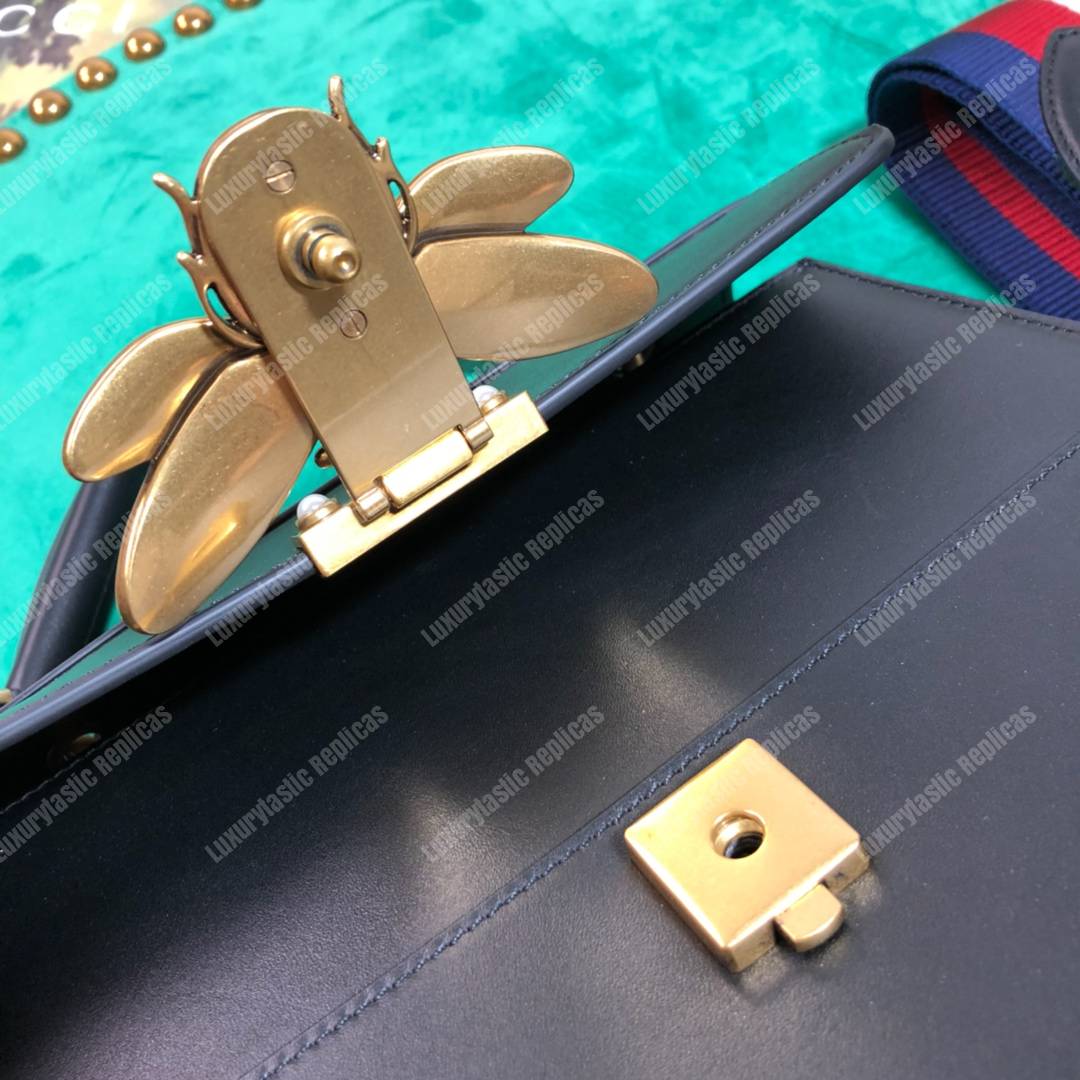 G*u*i queen margaret leather top handle bag black