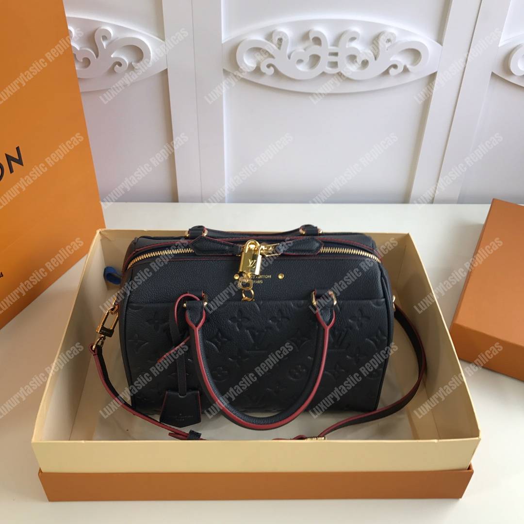 LV Speedy Bandouliere 25 Monogram Empreinte Leather Marine Rouge