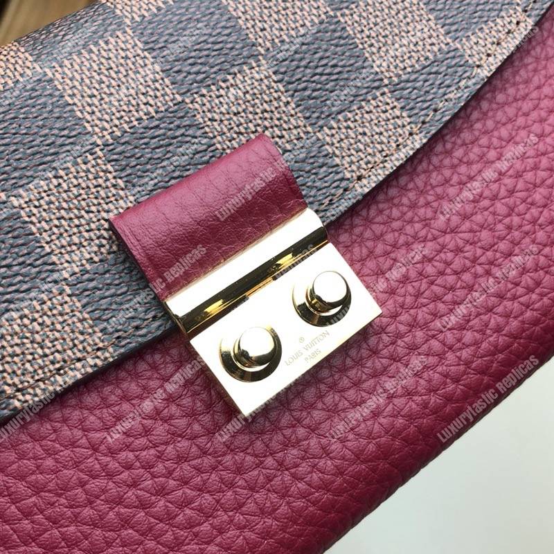LV Croisette Wallet Damier canvas w/ grained leather Lie De Vin