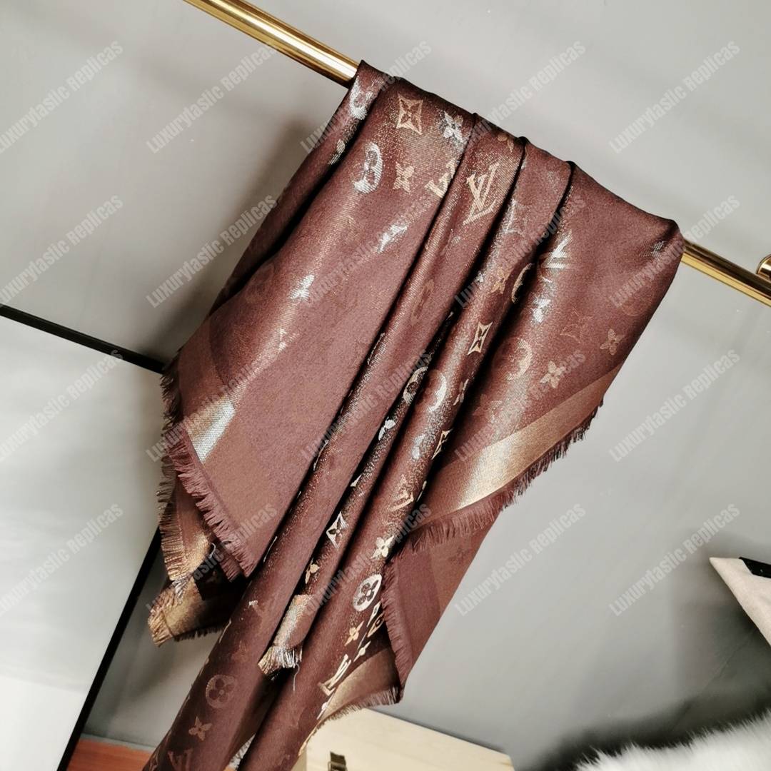 LV Monogram Shine Shawl Brown