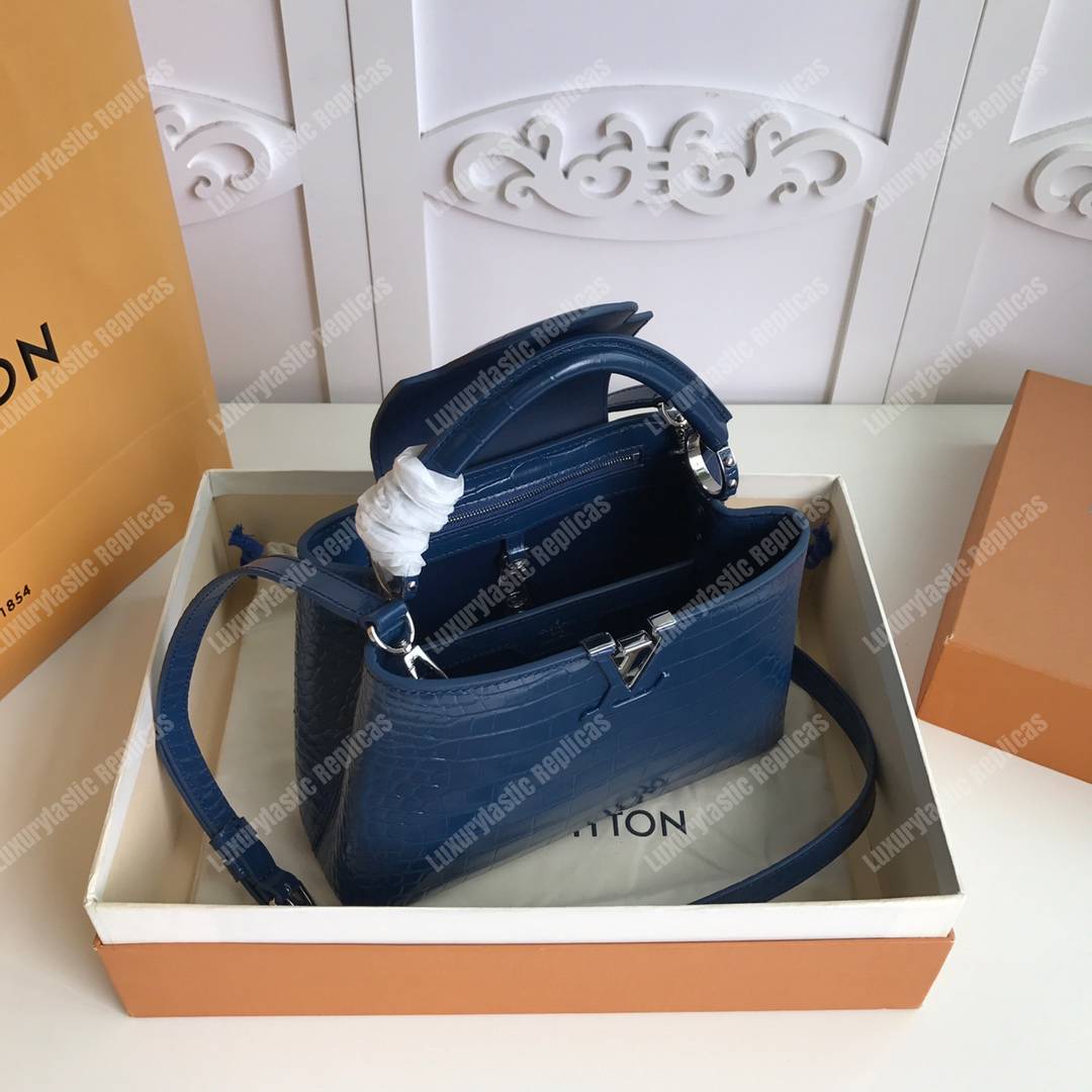 LV Capucines Mini Crocodilien Brillant Bleu ocean