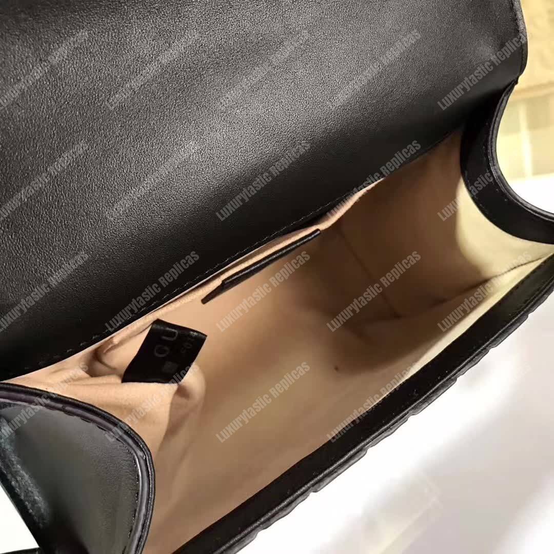 G*u*i padlock small signature shoulder bag black