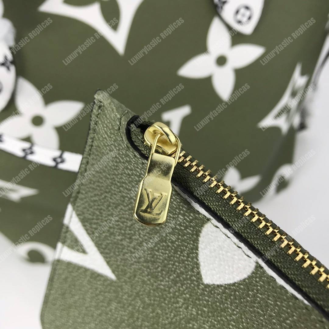LV Neverfull MM Monogram Khaki