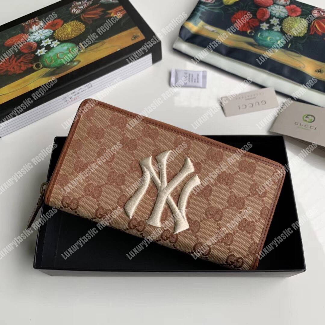 G*u*i original gg zip around wallet with new york yankees patch™