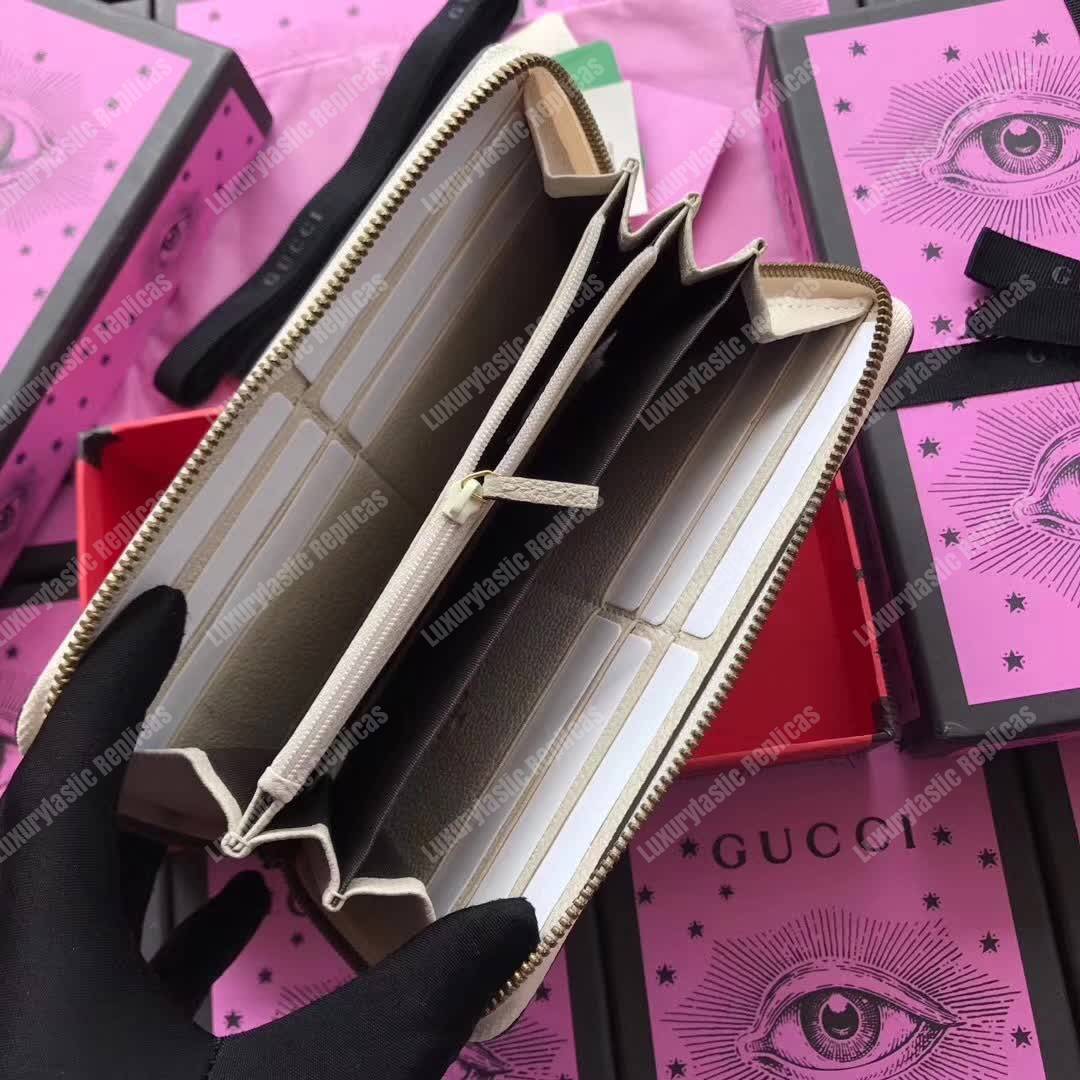 G*u*i print leather zip around wallet white