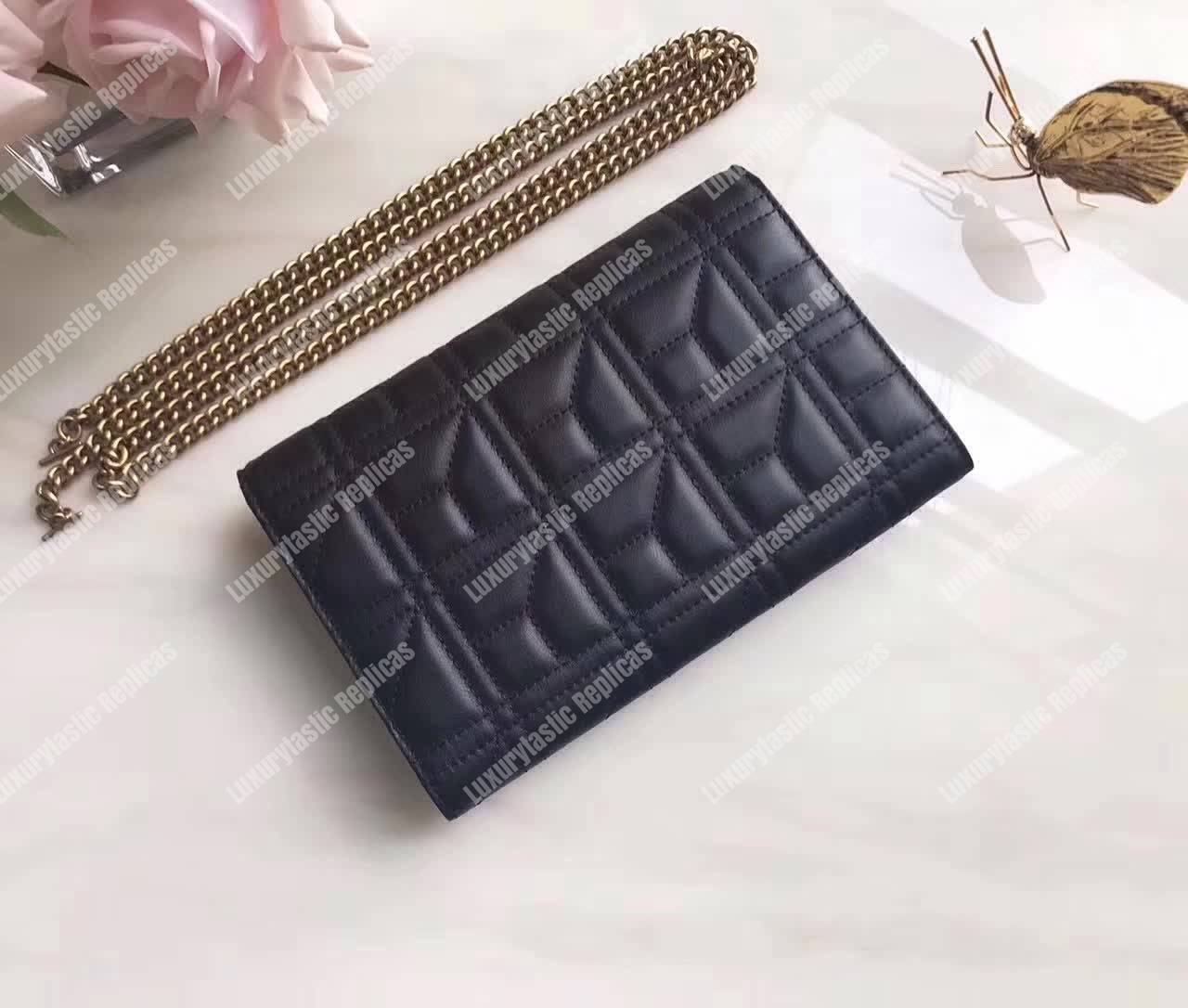 G*u*i gg marmont leather mini chain bag black