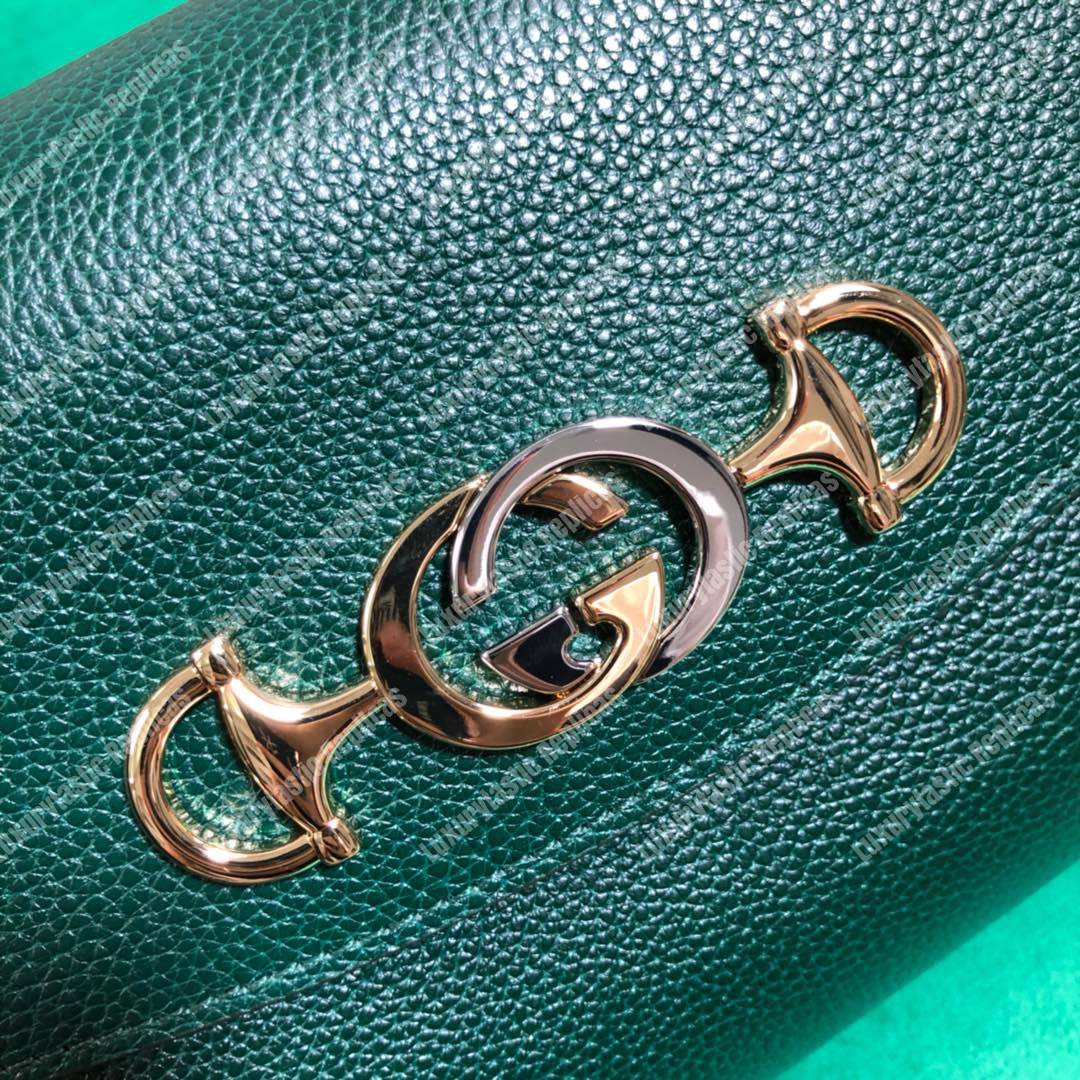 G*u*i zumi dark green smooth leather small shoulder bag