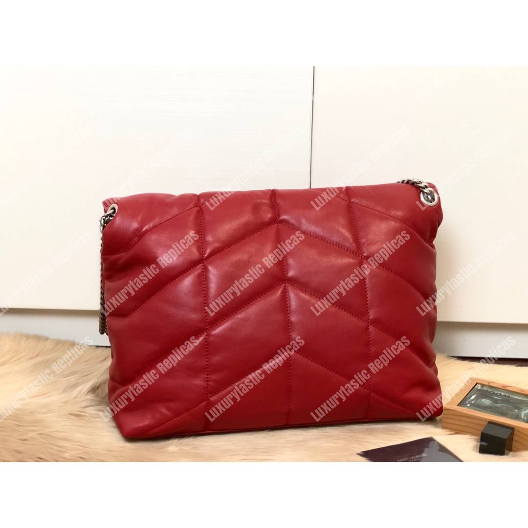 Saint Laurent Loulou Puffer Medium Bag In Quilted Lambskin Eros Red
