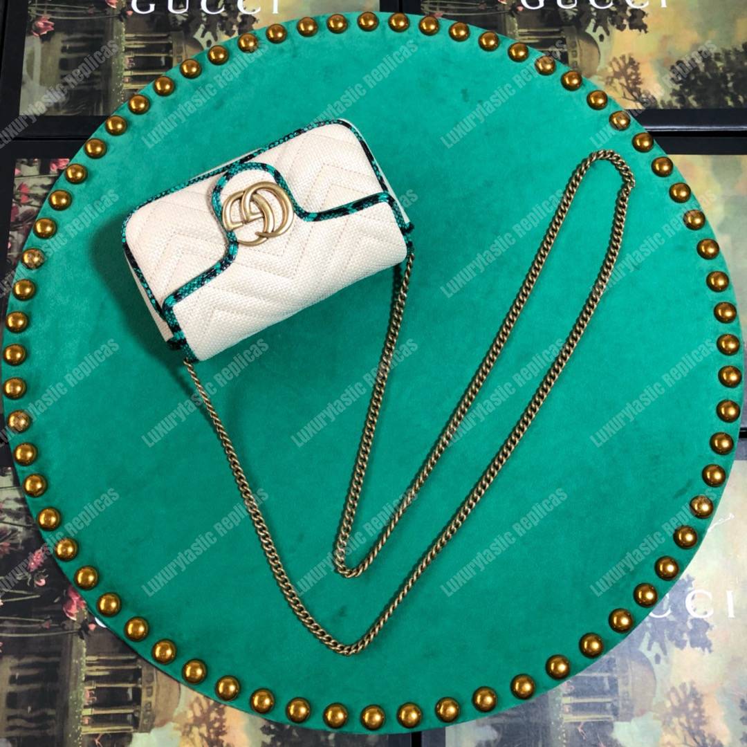 G*u*i gg marmont matelassé super mini bag green snakeskin trim