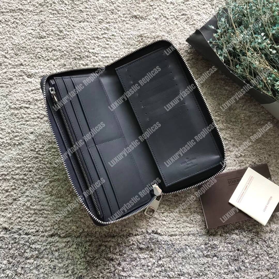 LV Zippy Wallet Vertical Damier Coastline Canvas