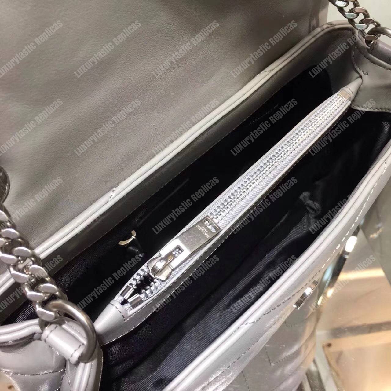 Saint Laurent Small Loulou Monogram Chain Bag Grey Metallic
