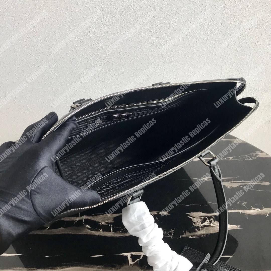 Pra*a leather briefcase navy blue