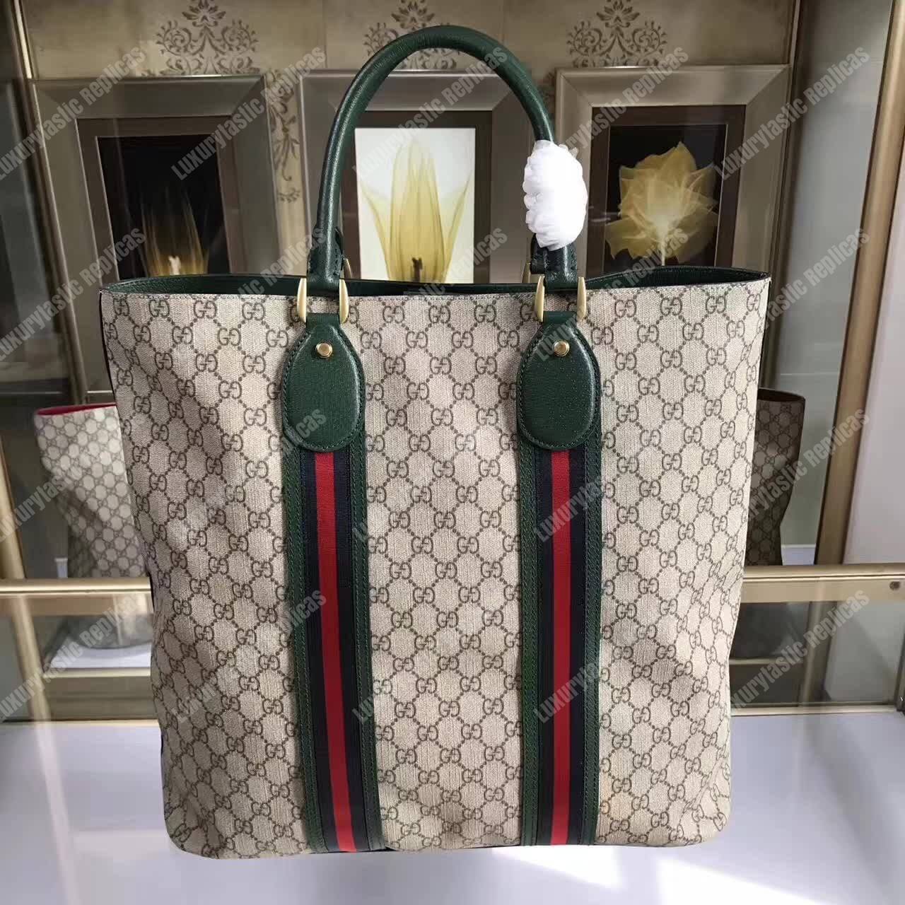 G*u*i gg sup*e tote in beige/green