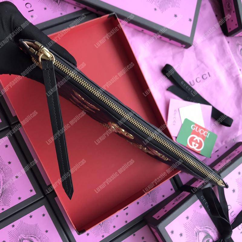 G*u*i gg marmont animal studs leather pouch black