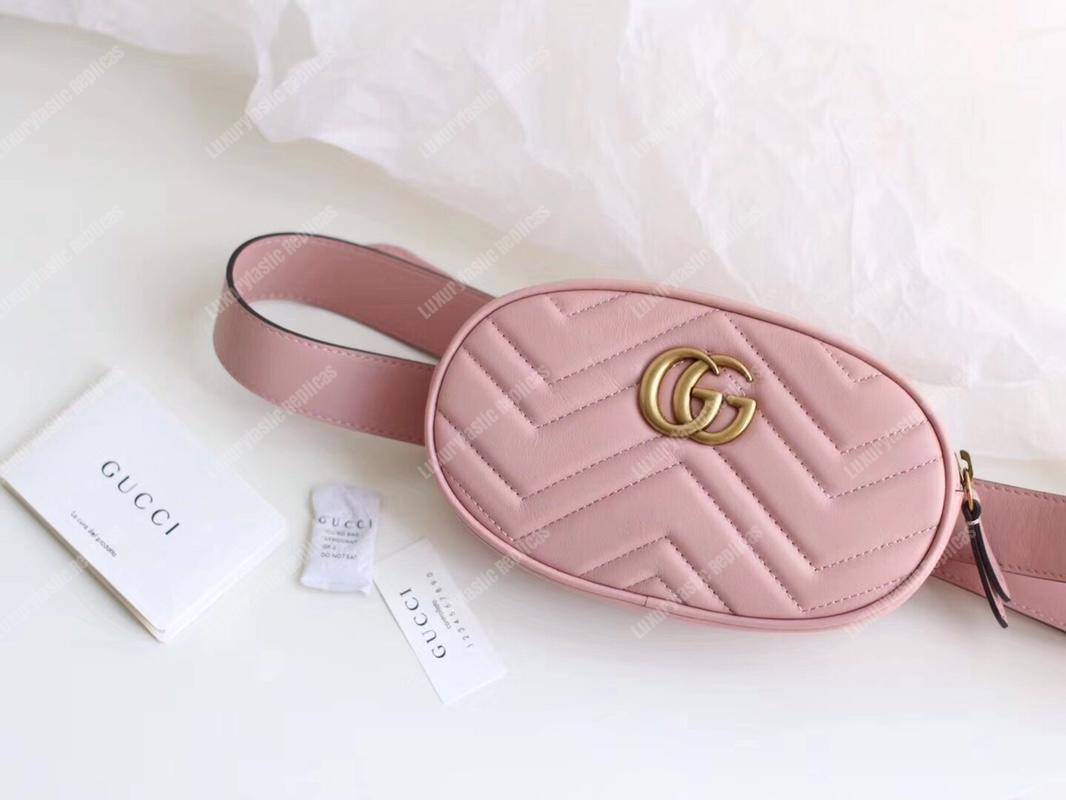 G*u*i gg marmont matelassé leather belt bag pink
