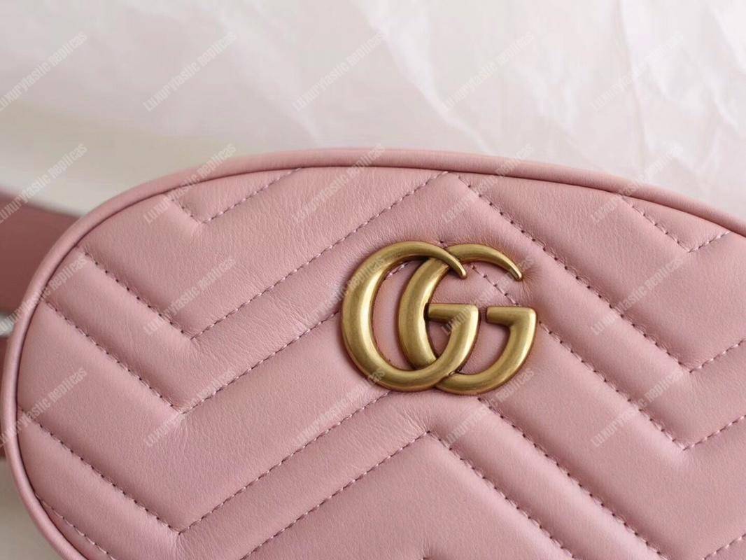 G*u*i gg marmont matelassé leather belt bag pink