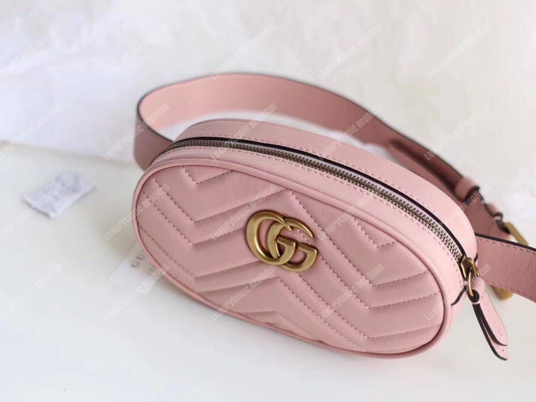 G*u*i gg marmont matelassé leather belt bag pink