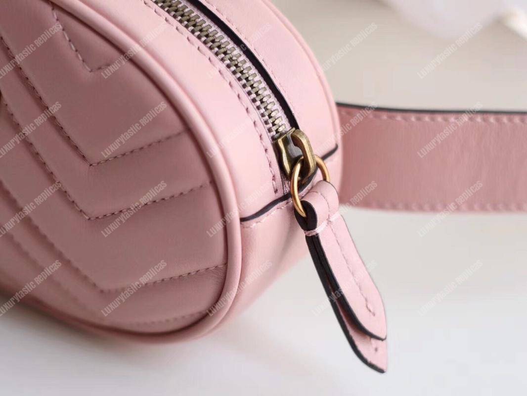 G*u*i gg marmont matelassé leather belt bag pink