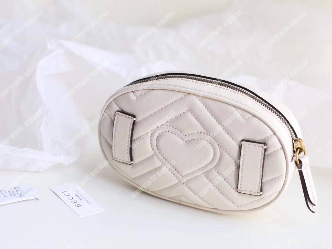 G*u*i gg marmont matelassé leather belt bag white