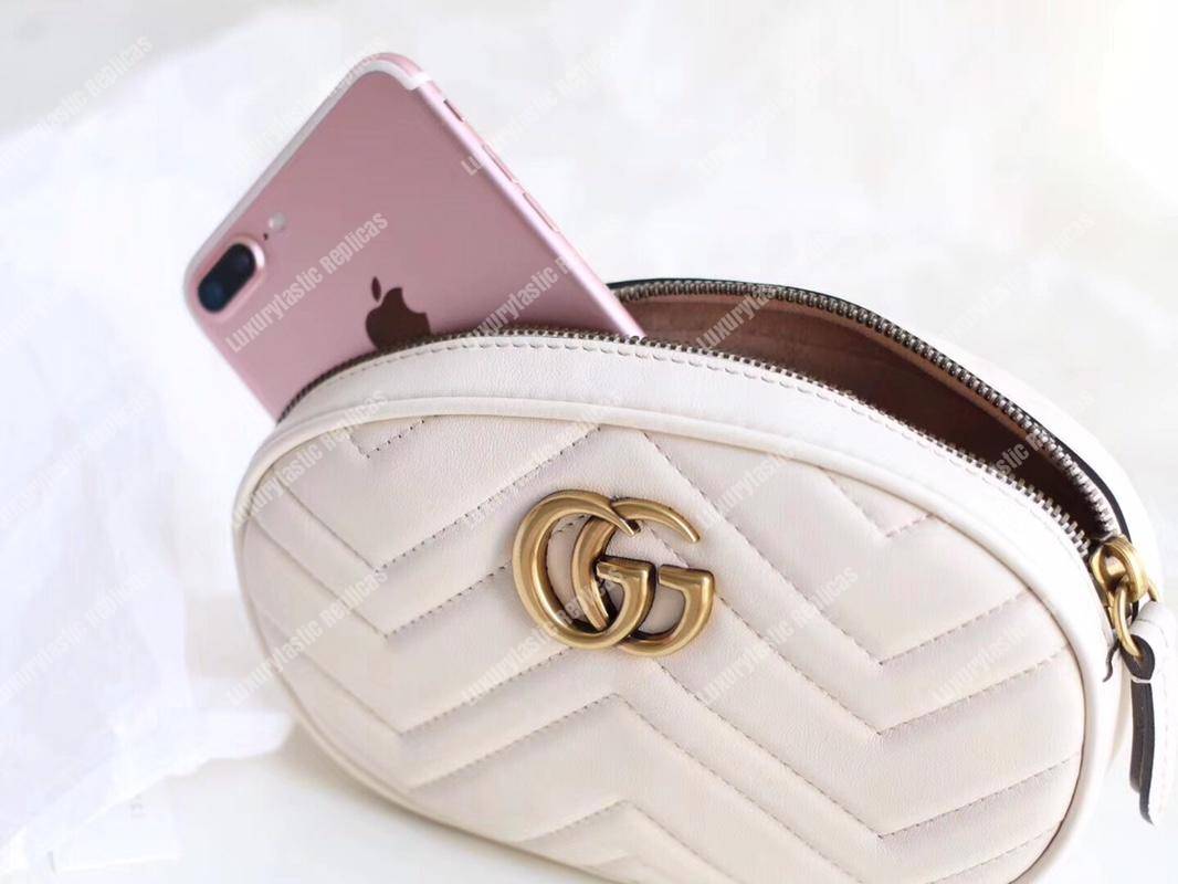 G*u*i gg marmont matelassé leather belt bag white
