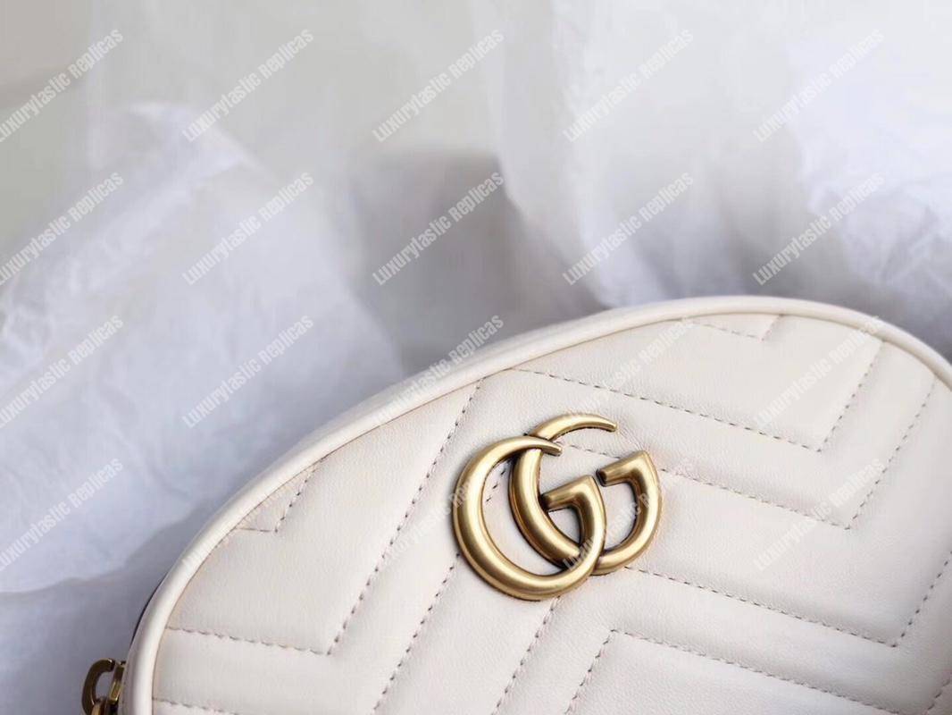 G*u*i gg marmont matelassé leather belt bag white