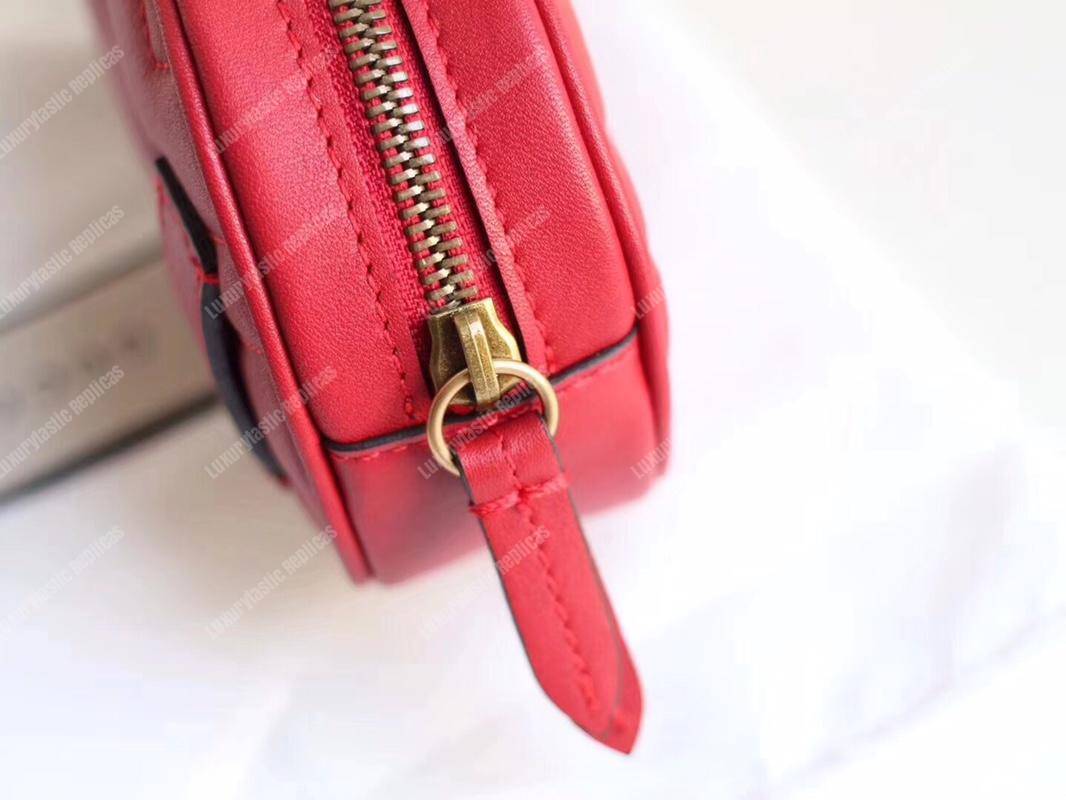 G*u*i gg marmont matelassé leather belt bag hibiscus red