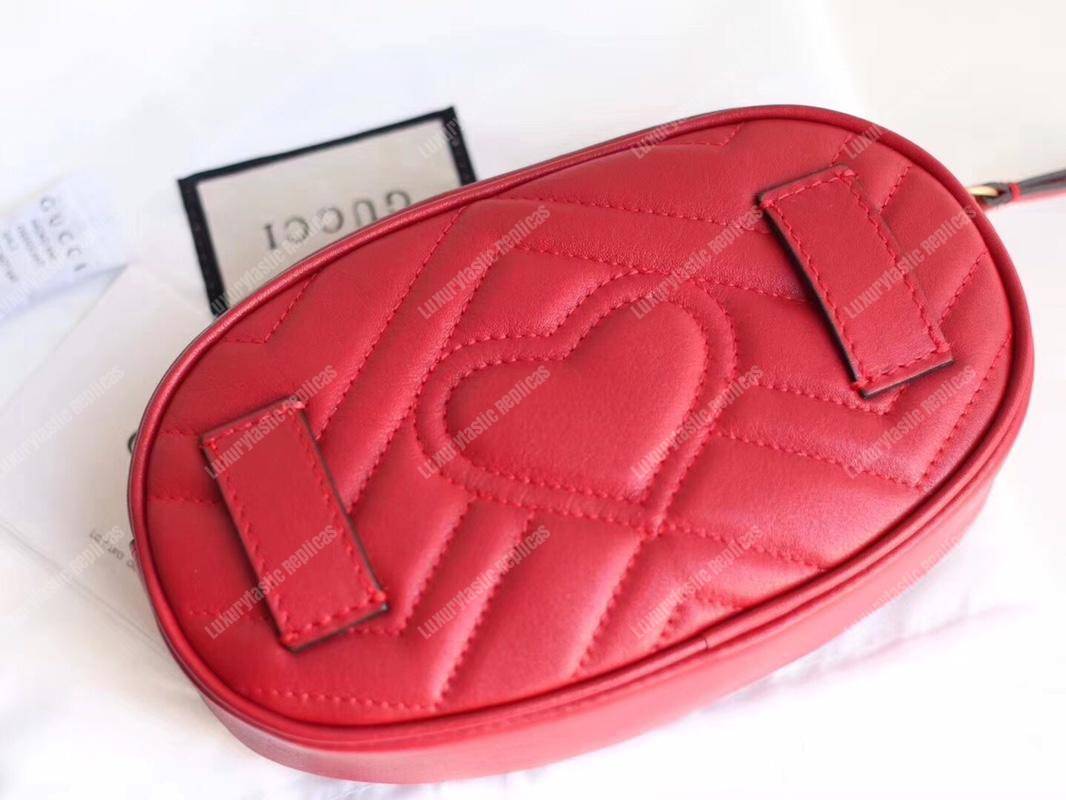 G*u*i gg marmont matelassé leather belt bag hibiscus red