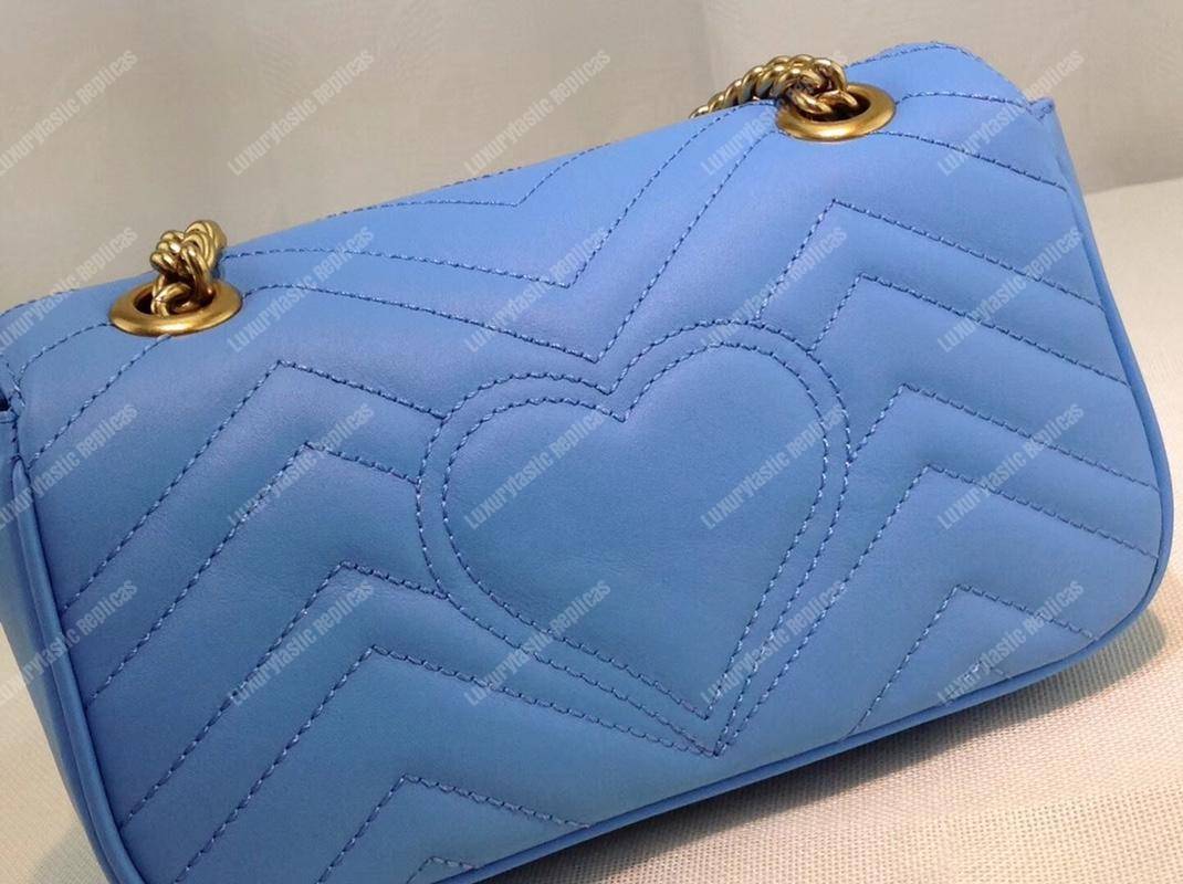 G*u*i gg marmont matelassé mini bag light blue