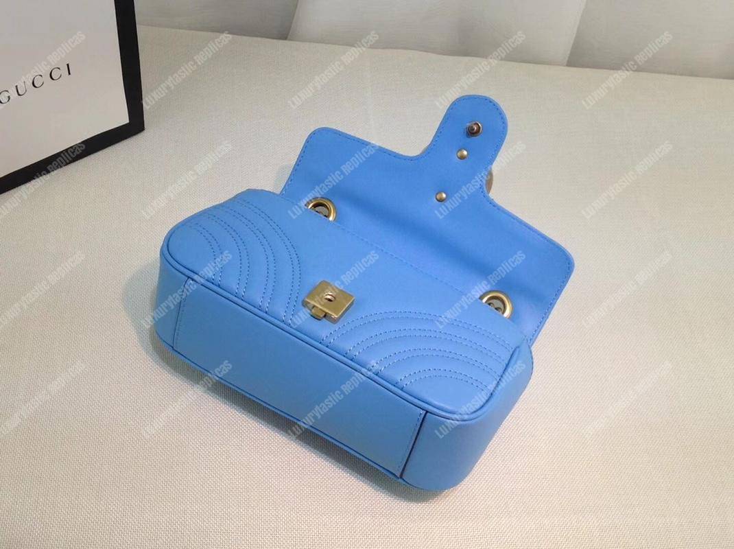 G*u*i gg marmont matelassé mini bag light blue