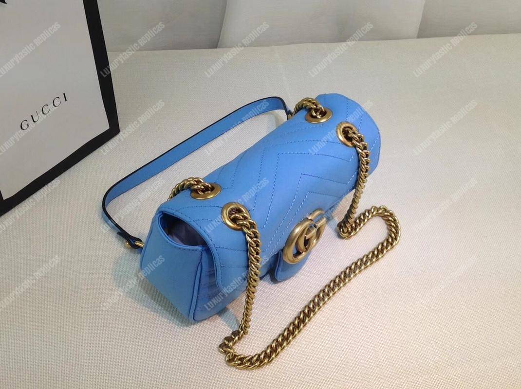 G*u*i gg marmont matelassé mini bag light blue