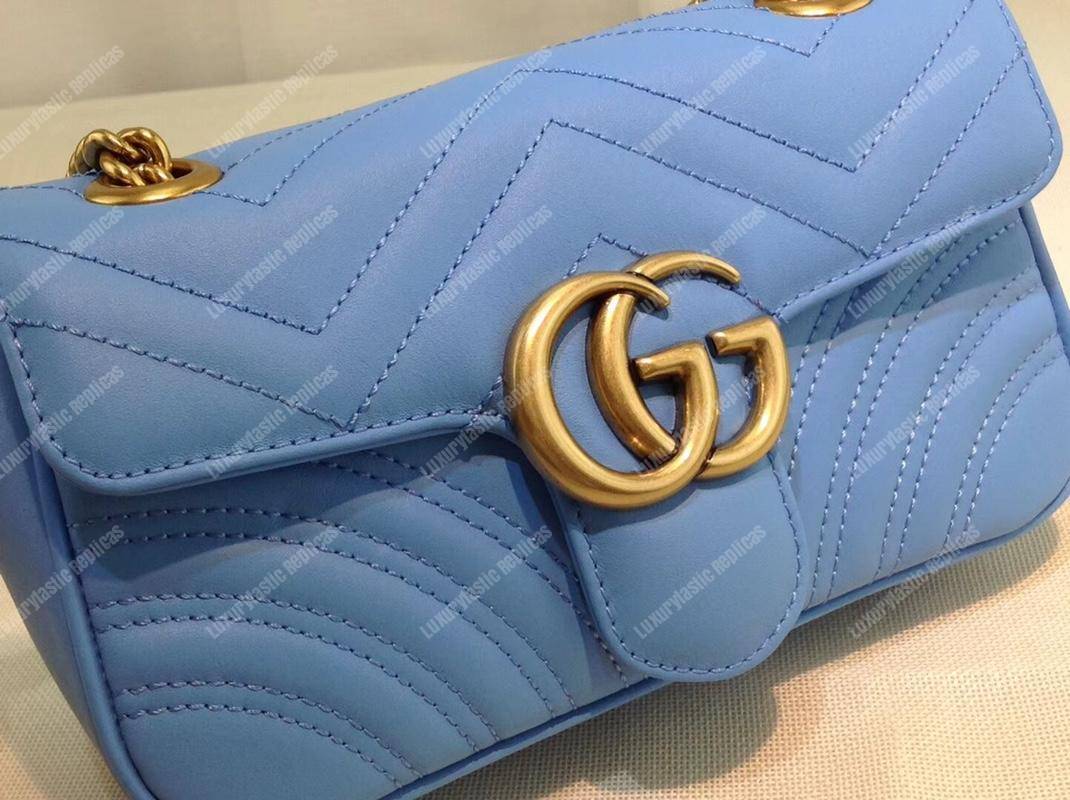 G*u*i gg marmont matelassé mini bag light blue