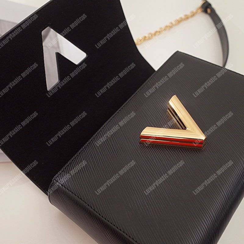 LV Twist MM Epi Leather Black Gold-Colored Lock