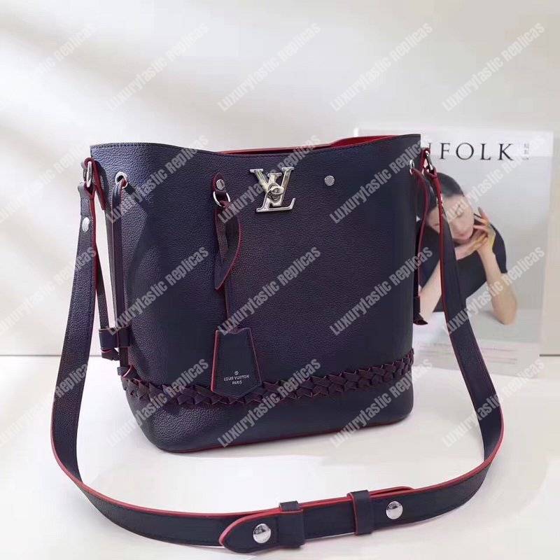 LV Lockme Bucket Marine Rouge Braided