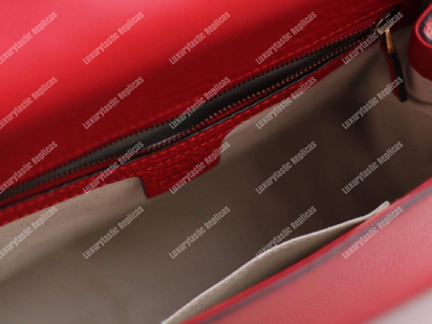 G*u*i gg marmont small top handle bag lightweight leather hibiscus red